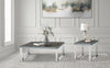Sylph Coffee Table, Faux Wood & Stainless Steel | Table basse Sylph avec finition faux bois et acier inoxydable