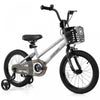 Costway 16" Kid's Bike With Training Wheels Adjustable Handlebar & Seat Handbrake Silver