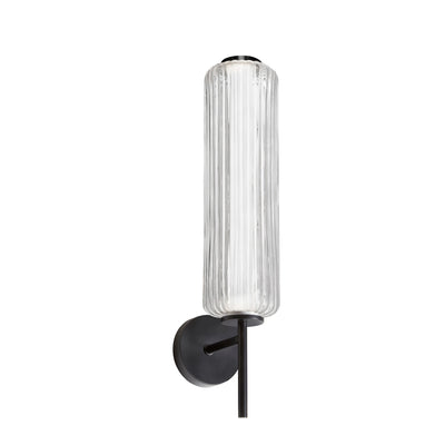 Dainolite Ramona LED Wall Sconce 10w Matte Black Clear Fluted Glass Lamp|Applique murale Ramona de Dainolite en verre cannelé transparent, avec fini noir mat et ampoule à DEL de 10 W