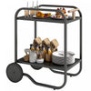 Outsunny Outdoor Grill Cart with Storage, 2-Tier Rolling Kitchen Bar Cart on Wheels with Side Handle and Steel Frame for Indoor Outdoor, Black