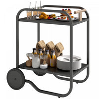 Outsunny Outdoor Grill Cart with Storage, 2-Tier Rolling Kitchen Bar Cart on Wheels with Side Handle and Steel Frame for Indoor Outdoor, Black