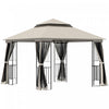 Outsunny 10' X 10' Outdoor Patio Gazebo Canopy With Double Tier Roof, Removable Mesh Curtains, Displ|Outsunny 10' X 10' Tonnelle Pavillon Jardin Patio Terrasse Gazebo Exterieur Double Toit Avec Parois