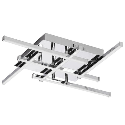 Dainolite Summit LED Flush Mount 20w Polished Chrome White Acrylic Diffuser Lamp|Plafonnier affleuré Summit de Dainolite en acrylique blanc qui diffuse la lumière, avec fini chromé poli et ampoule à DEL de 20 W