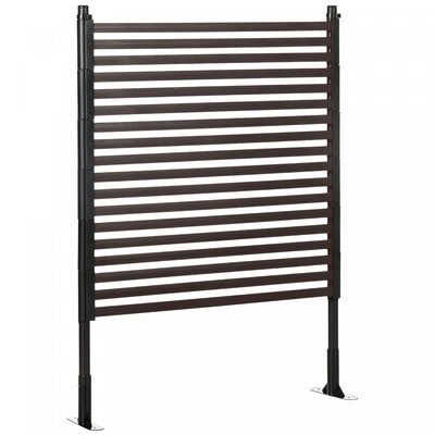 Outsunny Picket Metal Garden Fence 4 ft Outdoor Fencing with Feet, Brown