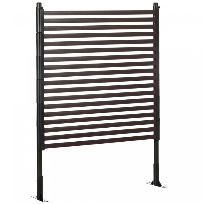Outsunny Picket Metal Garden Fence 4 ft Outdoor Fencing with Feet, Brown