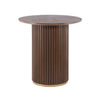 Voss Modern Round Dining Table with Ash Veneer Tabletop & Metal Base, Brown | Table a manger ronde moderne Voss avec plateau en frene et base metallique, brun