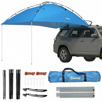 Outsunny Car Awning Camping Tent Waterproof 11.5 x 8ft, Light Blue