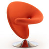 Manhattan Comfort Curl Polished Chrome Wool Blend Swivel Accent Chair - Orange|Fauteuil d’appoint pivotant Curl de Manhattan Comfort en chrome poli et en mélange de laine - orange