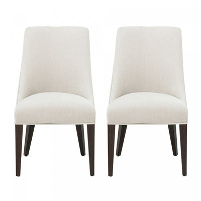Beever Modern Wood Chenille Dining Chair in Cream - Set of 2 | Chaise de salle a manger moderne en bois et chenille Beever, creme - Lot de 2