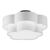 Dainolite Phlox 3 Light Flush Mount Large Matte Black White Shade Lamp|Grand plafonnier affleuré Phlox de Dainolite avec abat-jour blanc, fini noir mat et 3 ampoules
