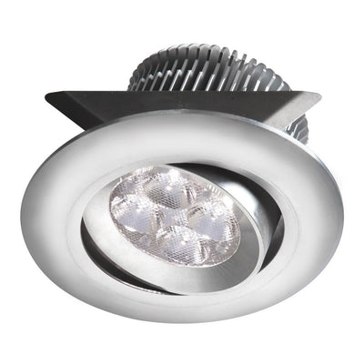 Dainolite Smpled 8 Pot Light Aluminum Dimmable Adjustable Tilt Angle Lamp|Luminaire cylindrique à encastrer Smpled de Dainolite avec intensité variable, angle d’inclinaison réglable, fini aluminium et ampoule de 8 W
