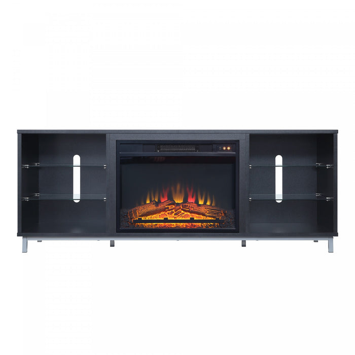 Brighton Modern 2-Piece Electric Fireplace in Black and Onyx
