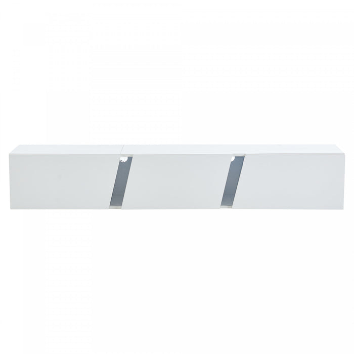 Lumina 64.9 Inch Wall-Mounted TV Cabinet with LED Lights and Acrylic Doors, White