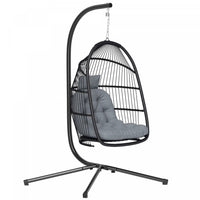 Outsunny Hanging Egg Chair with Stand, Foldable Hammock Chair, Dark Grey