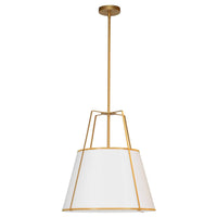 Dainolite Trapezoid 3 Light Pendant Trapezoid Gold/White Shade White Fabric Diffuser Lamp