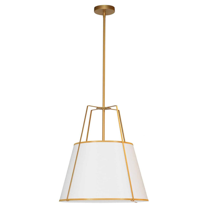Dainolite Trapezoid 3 Light Pendant Trapezoid Gold/White Shade White Fabric Diffuser Lamp