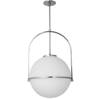 Dainolite Paola 1 Light Pendant Large Polished Chrome White Opal Glass Lamp