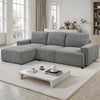 Cleo 2-Piece Textured Weave Sleeper Sectional with Storage Chaise and Block Arms - Grey | Cleo Sectionnel-lit 2 pieces en tissu texture avec chaise longue de rangement et accoudoirs blocs - Gris