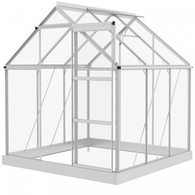Outsunny 6' x 4' Polycarbonate Greenhouse, Walk-In Greenhouse with Sliding Door, Adjustable Window, |Outsunny Serre En Polycarbonate De 6' X 4', Serre De Plain-pied Avec Porte Coulissante, Fenetre Regl