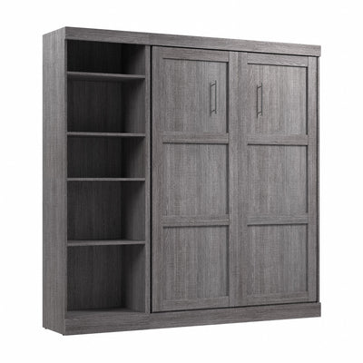 Bestar Pur Full Murphy Bed with Shelving Unit 84-Inch Wall Bed - Bark Grey|Lit double escamotable mural Pur de Bestar de 84 po avec tablettes - gris écorce