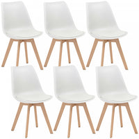 HOMCOM Modern Dining Chairs Set of 6 with PU Leather Cushion, Wood Frame