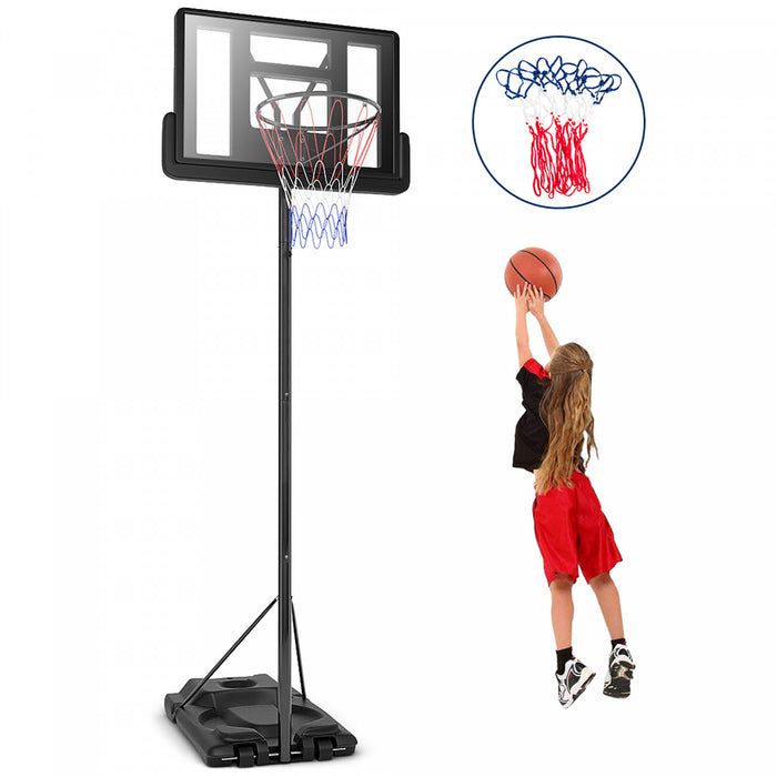 Costway Height Adjustable Portable Basketball Hoop System Shatterproof Backboard Wheels 2 Nets