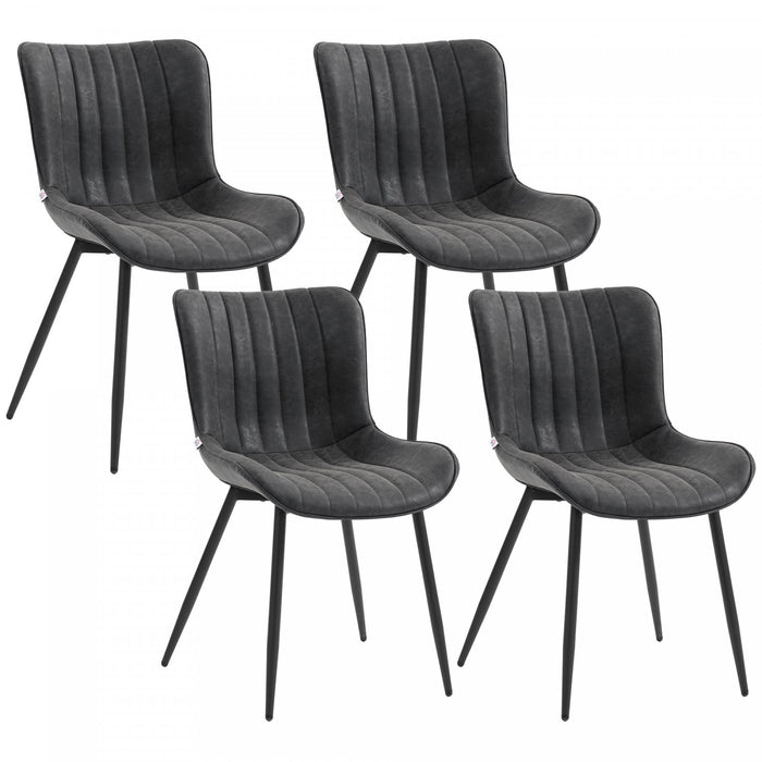HOMCOM Dining Chairs Set of 4 with Backrest and Steel Legs, Black