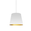 Dainolite Oversized Drum 1 Light Pendant Small White/Gold Shade Lamp|Petit luminaire suspendu de Dainolite avec très grand abat-jour cylindrique blanc et doré, et 1 ampoule