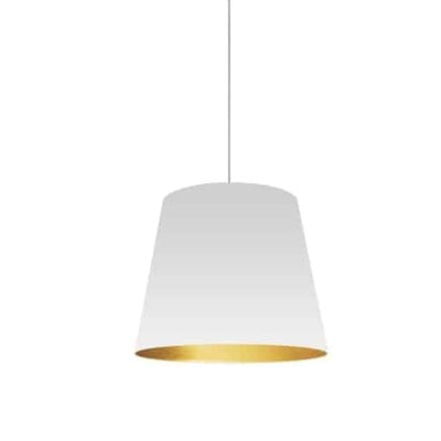 Dainolite Oversized Drum 1 Light Pendant Small White/Gold Shade Lamp|Petit luminaire suspendu de Dainolite avec très grand abat-jour cylindrique blanc et doré, et 1 ampoule