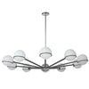 Dainolite Sofia 10 Light Chandelier Matte Black/Polished Chrome White Opal Glass Lamp|Lustre Sofia de Dainolite en verre blanc opale, avec fini noir mat et chromé poli et 10 ampoules
