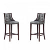 Fifth Avenue Traditional Wood Upholstered Barstool in Graphite - Set of 2 | Tabouret de bar traditionnel en bois avec assise rembourree Fifth Avenue, graphite – Lot de 2