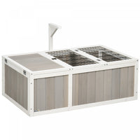Pawhut Tortoise Habitat, Wooden Tortoise Enclosure With Openable Tops, Run Cage, Two Rooms, Grey