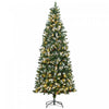 Homcom 7.5' Skinny Prelit Artificial Christmas Tree With Snow-dipped Tips|Homcom Arbre De Noel Artificiel Pre-eclaire De 7,5 Pi, Pointes Enneigees