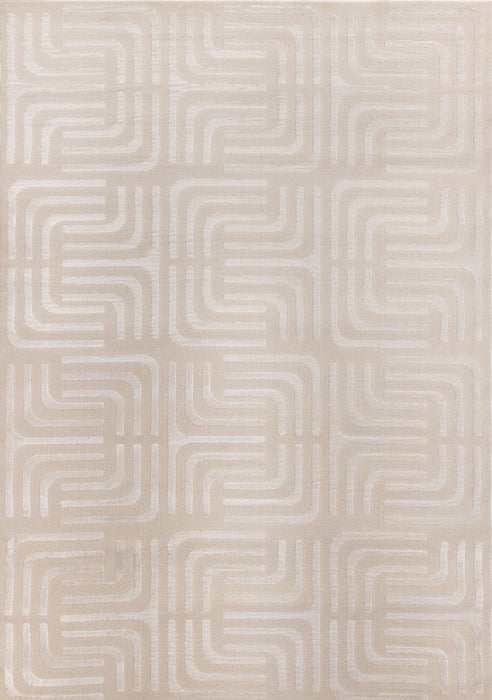 Leonardo Cream Beige Oriental Trellis Pattern Rug, 6'7\" x 9'6\" Indoor Area Rug