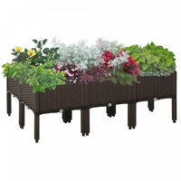 Outsunny 6-piece Raised Garden Bed Pp Raised Flower Bed Plant Stand Stackable Vegetable Herb Grow Bo
