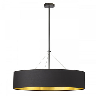 Dainolite Pallavi 4 Light Pendant 30" Dia Matte Black Black/Gold Shade Lamp|Luminaire suspendu Pallavi de Dainolite de 30 po de diamètre avec abat-jour noir et doré, fini noir mat et 4 ampoules