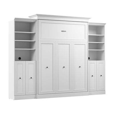Bestar Versatile Queen Murphy Bed and Two Closet Organizers with Doors (115 W) - White|Grand lit escamotable Versatile de Bestar de 115 po (L) avec 2 organisateurs de garde-robe et portes - blanc