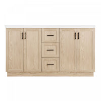 Frederick 59 Inch Modern Double Sink Bathroom Vanity with Storage Cabinet, Brown 