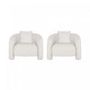 Sylvia Modern Glam Tweed Lounge Chair in Ivory - Set of 2
