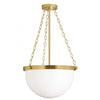 Dainolite Rhonda 1 Light Incandescent Pendant Aged Brass White Glass Lamp|Luminaire suspendu Rhonda de Dainolite en verre blanc, avec fini laiton vieilli et 1 ampoule incandescente
