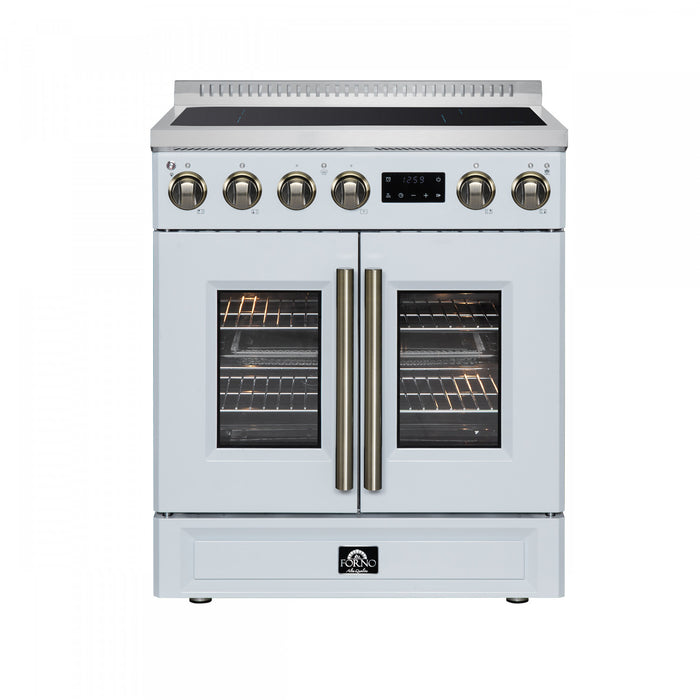 Forno Torino French Door 30 Inch White Induction Range, 4.32 cu.ft. - FFSIN0950-30WHT Electric Range