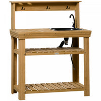 Outsunny Potting Benches For Outside With Faucet, Removable Sink, Shelves
