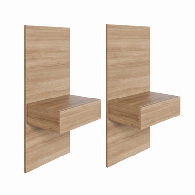 Nordika Milano Floating Nightstand Extension Panel Set Of 2 - Brown Oak|Ensemble 2 panneaux d’extension pour table de nuit flottante Milano Nordika - chêne brun
