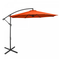 Costway 10 FT Patio Offset Umbrella w/8 Ribs Cross Base Tilt Orange