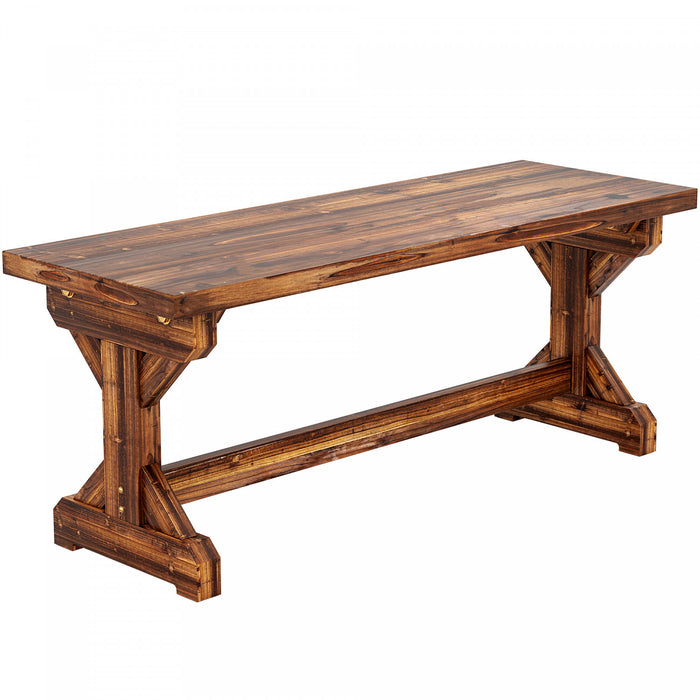 Outsunny Wooden Outdoor Bench, Rustic Garden Bench Loveseat, Carbonized
