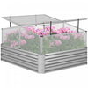 Outsunny 49.6" X 42.1" X 26.6" Galvanized Raised Garden Bed With Greenhouse, Steel Planters For Outd|Outsunny Jardiniere Surelevee Galvanisee Avec Serre, Bac A Plantes En Acier, Argent
