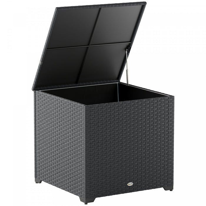 Outsunny 67 Gallon Rattan Deck Box, Wicker Outdoor Storage Box, Grey