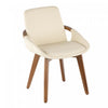 LumiSource Cosmo Faux Leather Mid-Century Dining Chair - Walnut/Cream|Chaise de salle à manger de style du milieu du 20e siècle Cosmo en similicuir - noyer et crème