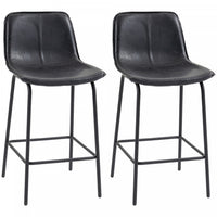 HOMCOM Bar Stools Set of 2, Microfiber Cloth Upholstered Bar Chairs