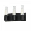 Dainolite Tube 3 Light Vanity Light Matte Black Clear Fluted Glass Lamp
